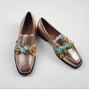 Rose gold metallic Jeffrey Campbell loafers